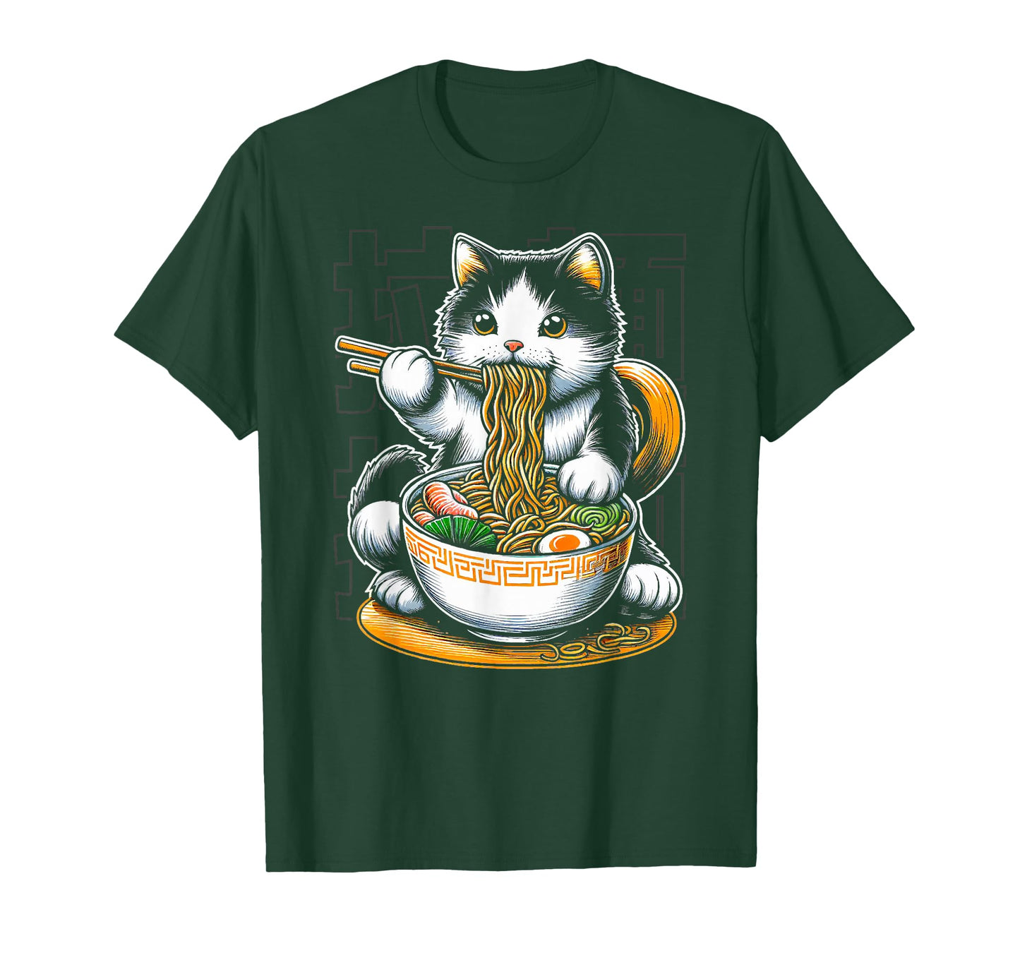 Cat Eating Ramen Food Cat Lover Ramen Noodles Eater T-Shirt