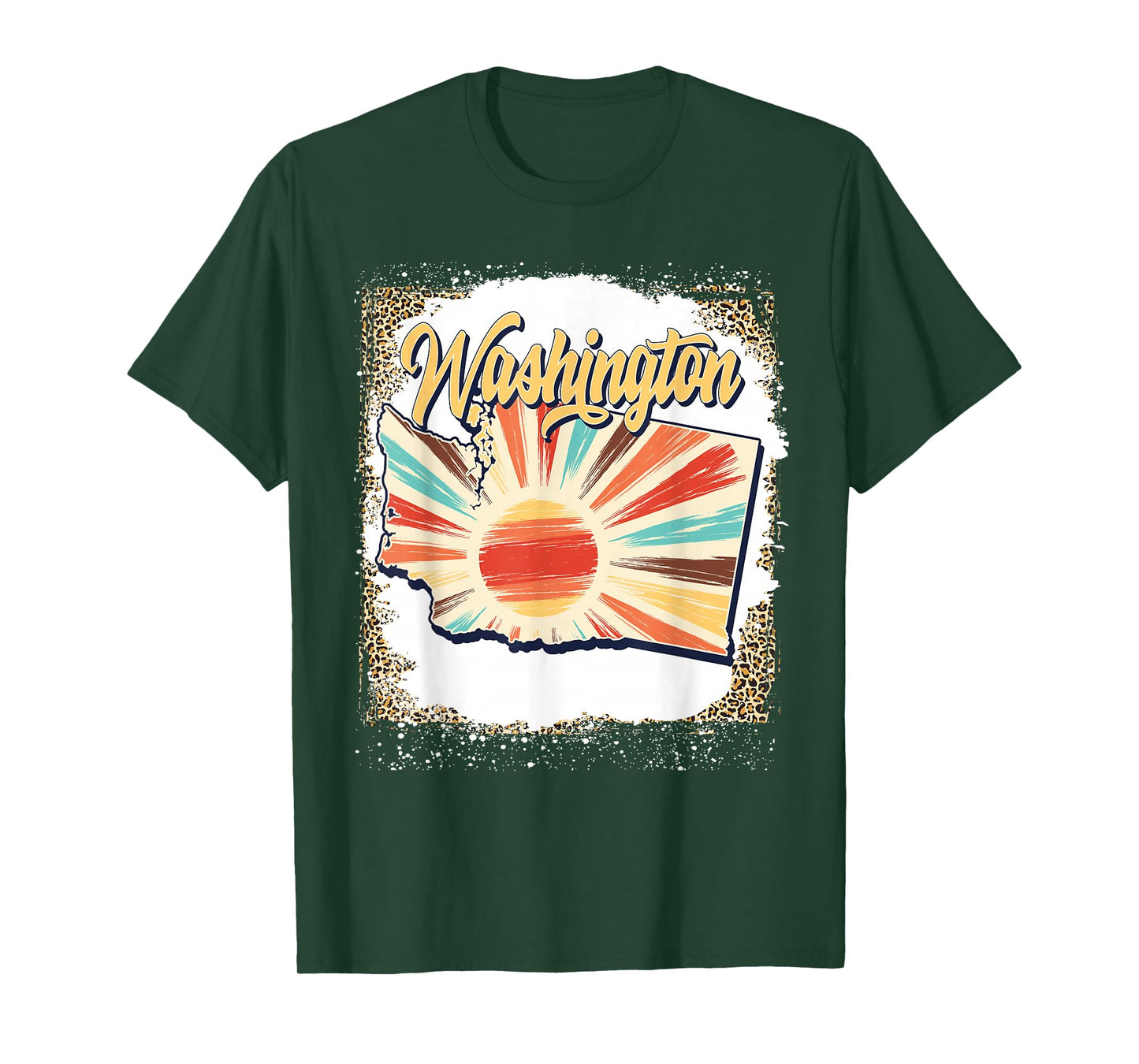 Vintage USA Washington State Map Flag Souvenir Men Women Kid T-Shirt