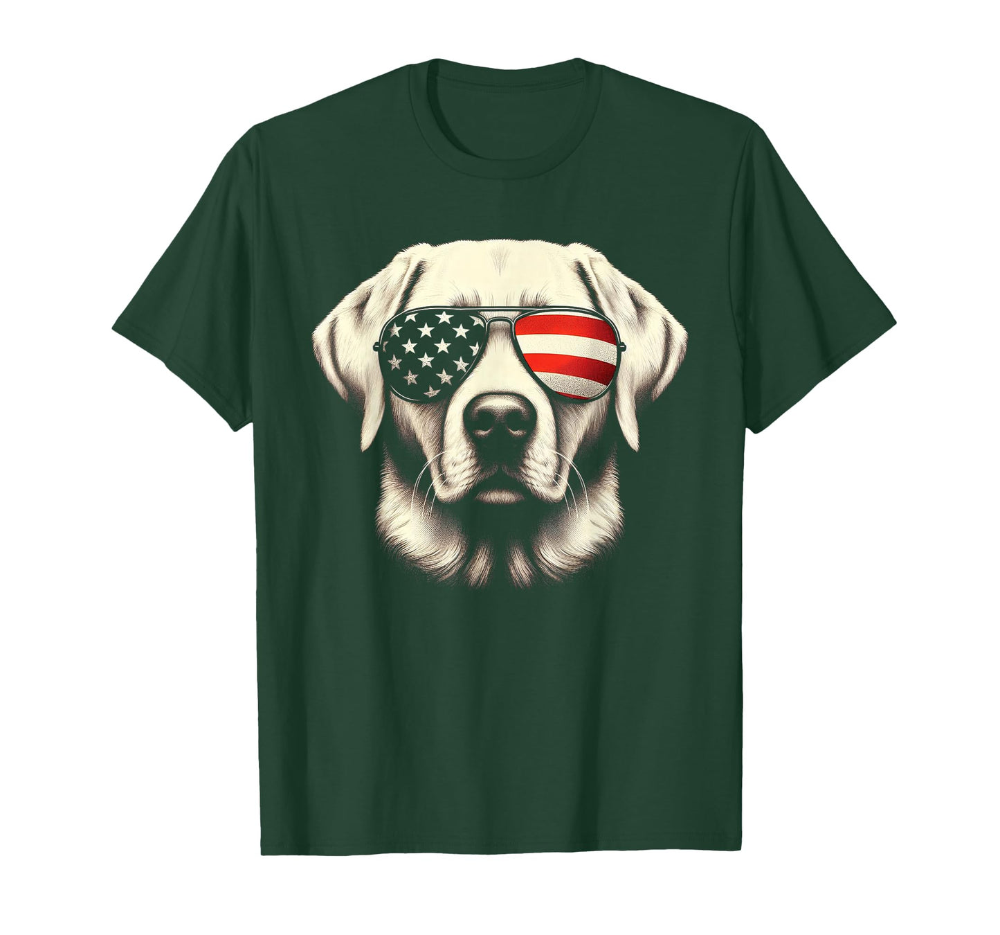 Labrador American Flag Sunglasses 4th of July Patriotic Dog T-Shirt