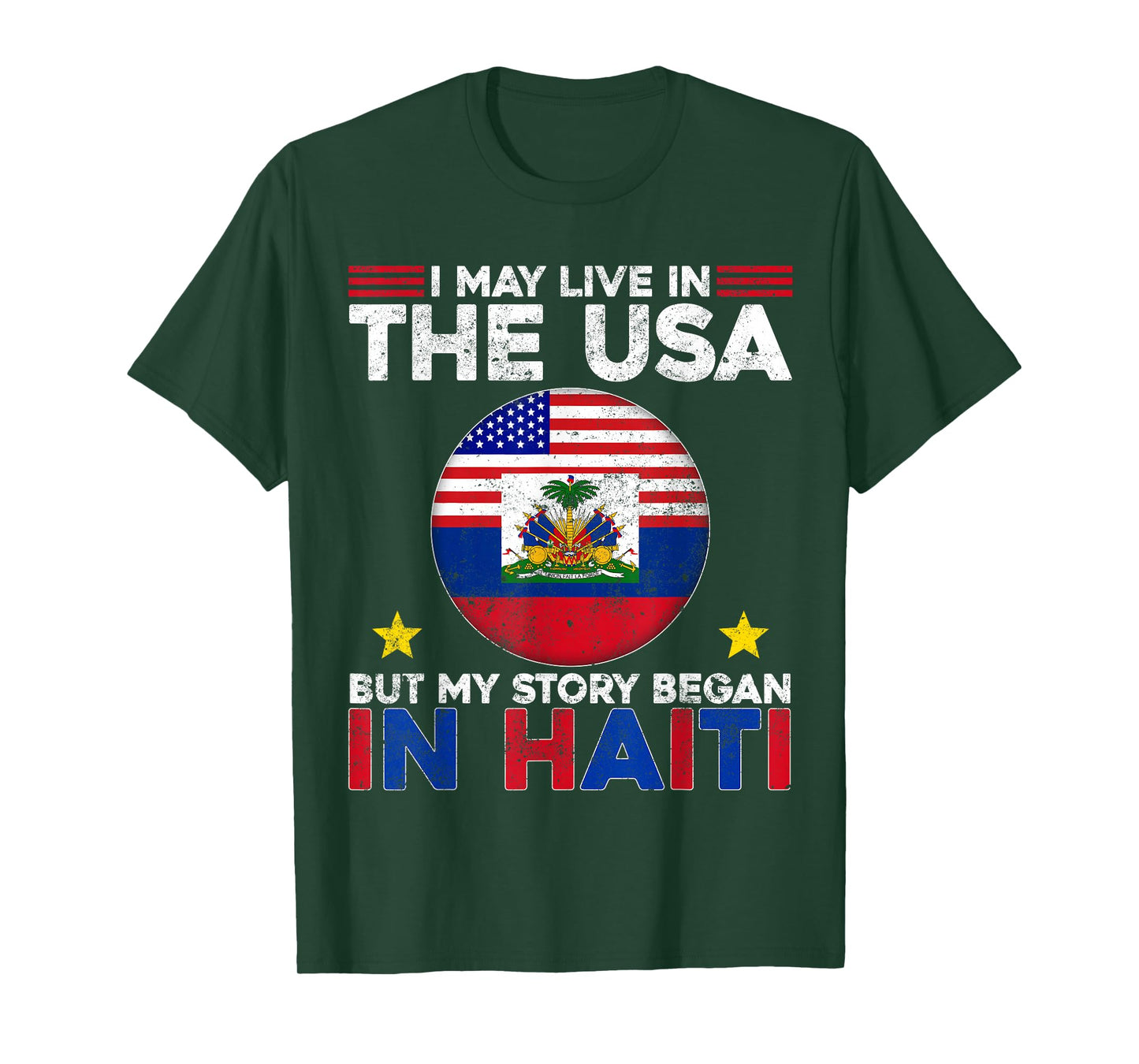 Live In USA My Story Began In Haiti Haitian Flag Day Gifts T-Shirt