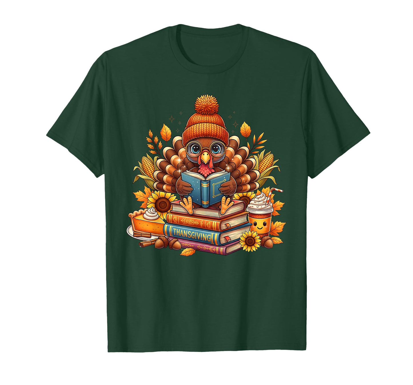 Turkey Reading Books Fall Thanksgiving Teacher Book Lovers T-Shirt