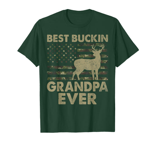 USA Flag Best Bucking Grandpa Ever Hunting Grandpa T-Shirt