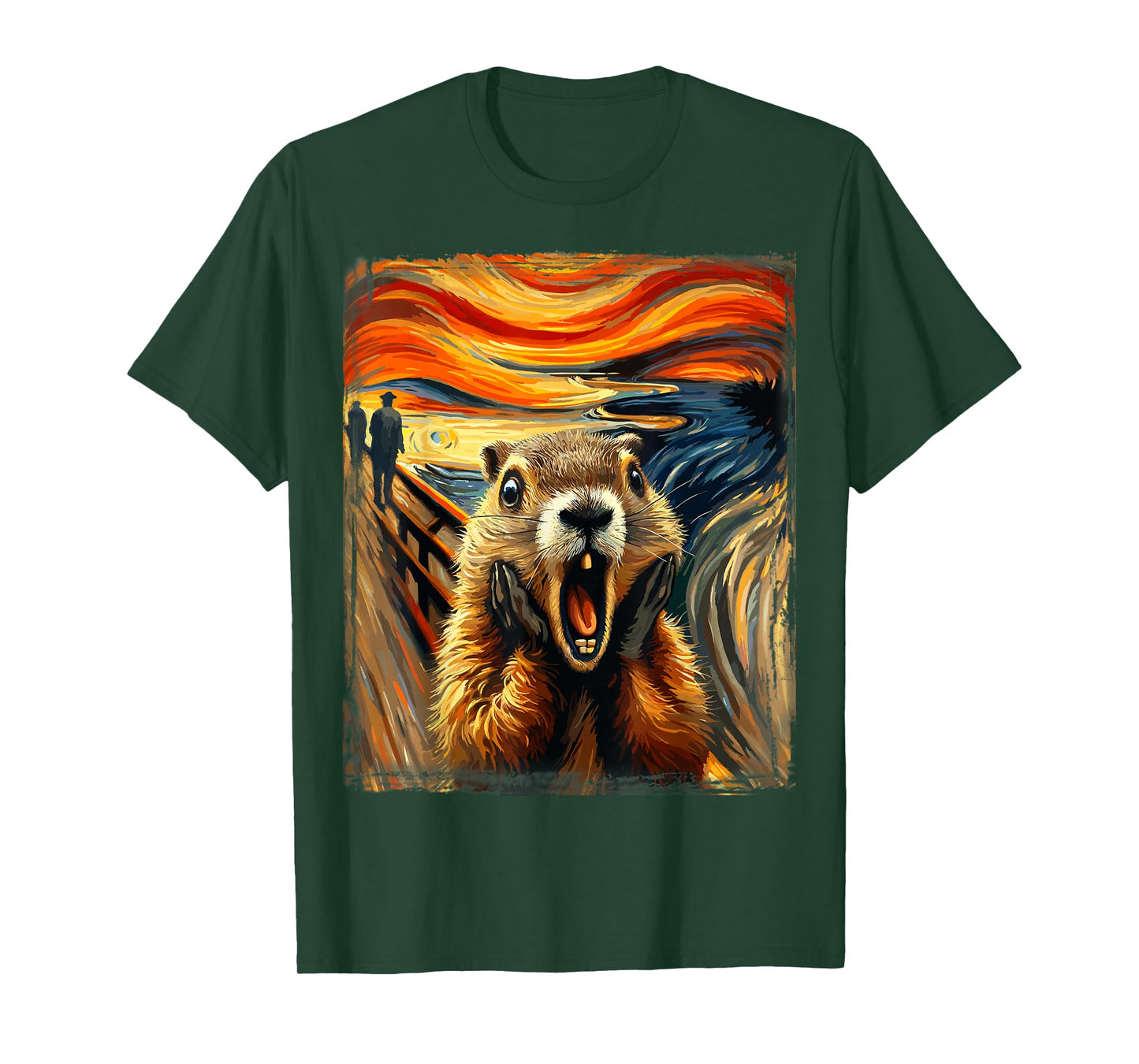 Scream Parody Funny Animal Painting Artistic Groundhog Day T-Shirt