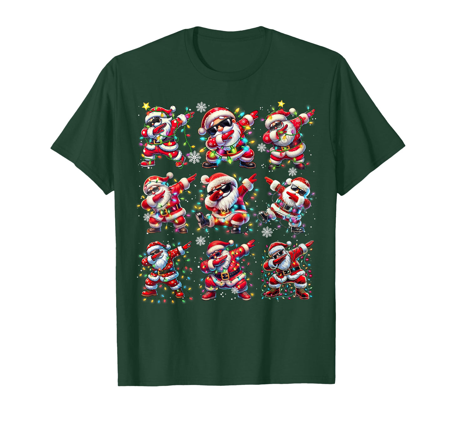 Cute Santa Christmas Dabbing Dance Boys Men Kids Xmas Lights T-Shirt