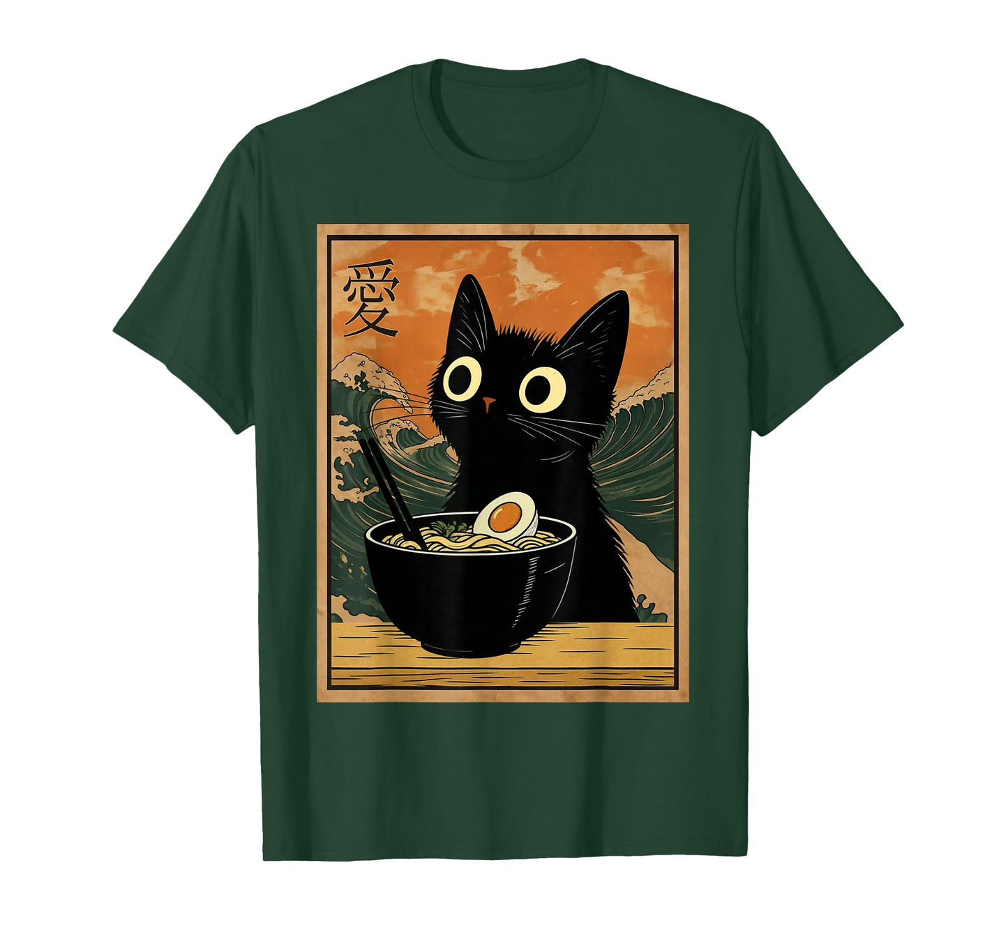 Kawaii Cat Eating Ramen Noodles Funny Anime Gift Girls Teens T-Shirt