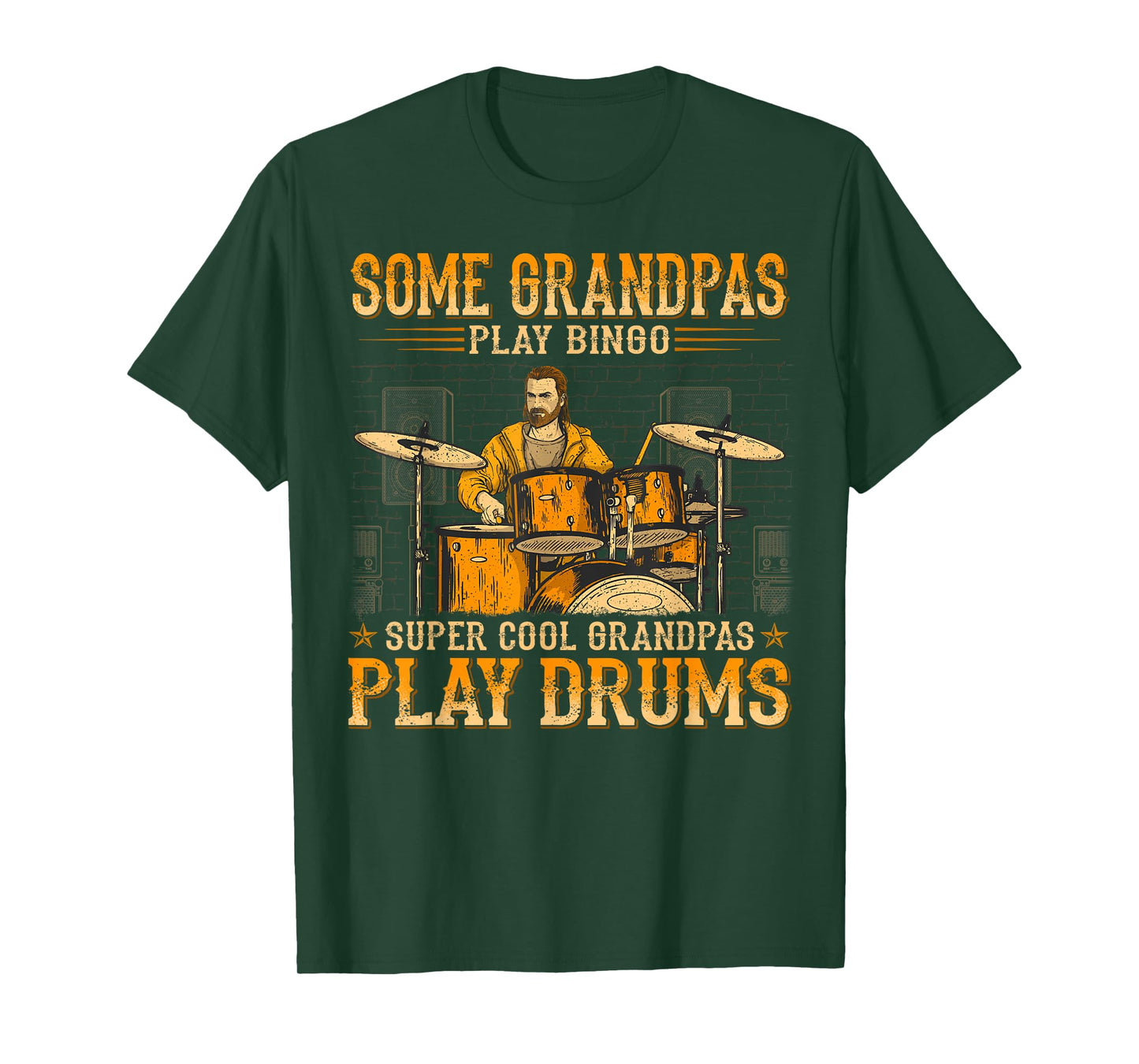 Mens Cool Grandpas Play Drums - Old Grungy Western Style T-Shirt