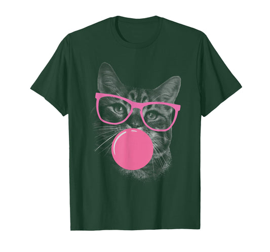Cute Cat Face Eating Gum and Makes A Bubble Funny Cat Women T-Shirt
