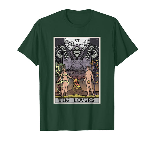 The Lovers Tarot Card Grim Reaper Halloween Gothic Horror T-Shirt
