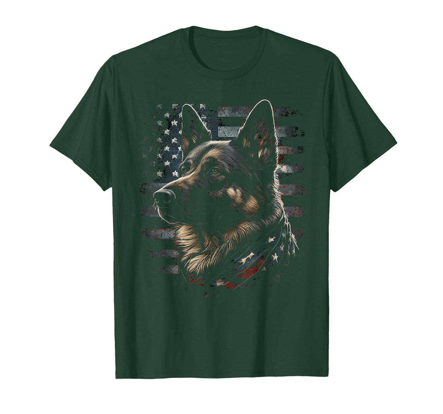 German Shepherd USA Flag Patriotic Shepherd T-Shirt