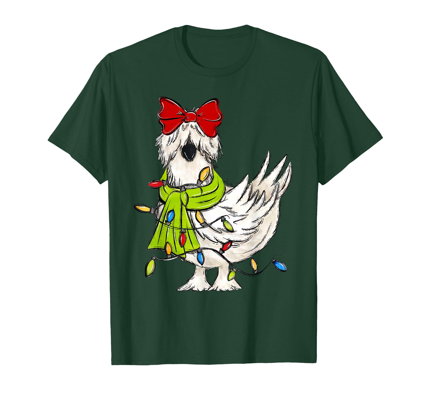 Coquette Silkie Chicken Christmas Lights Farm Animal Lover T-Shirt