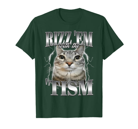 Autism Rizz Em with The Tism Meme Autistic Silly Cat Funny T-Shirt