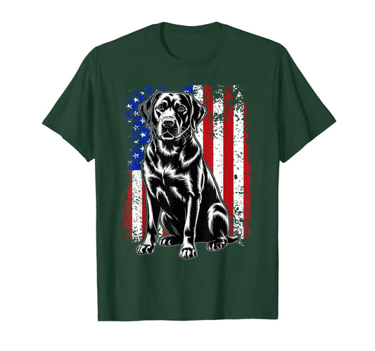 Black Labrador USA Flag Lab Owner Bird Duck Hunter T-Shirt
