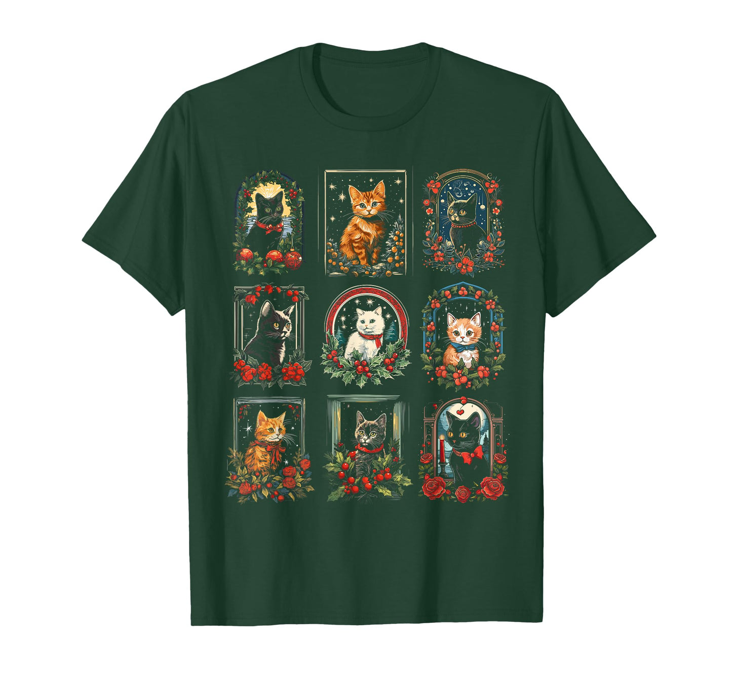 Vintage Kitten Christmas Cats T-Shirt for Women & Men