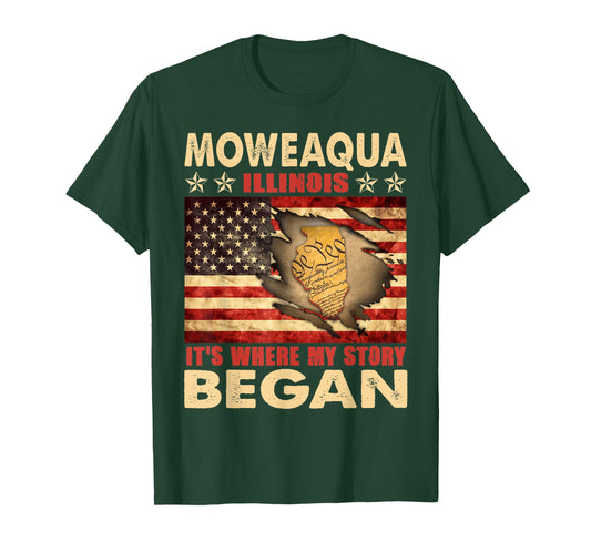 Moweaqua Illinois USA Flag 4th Of July T-Shirt