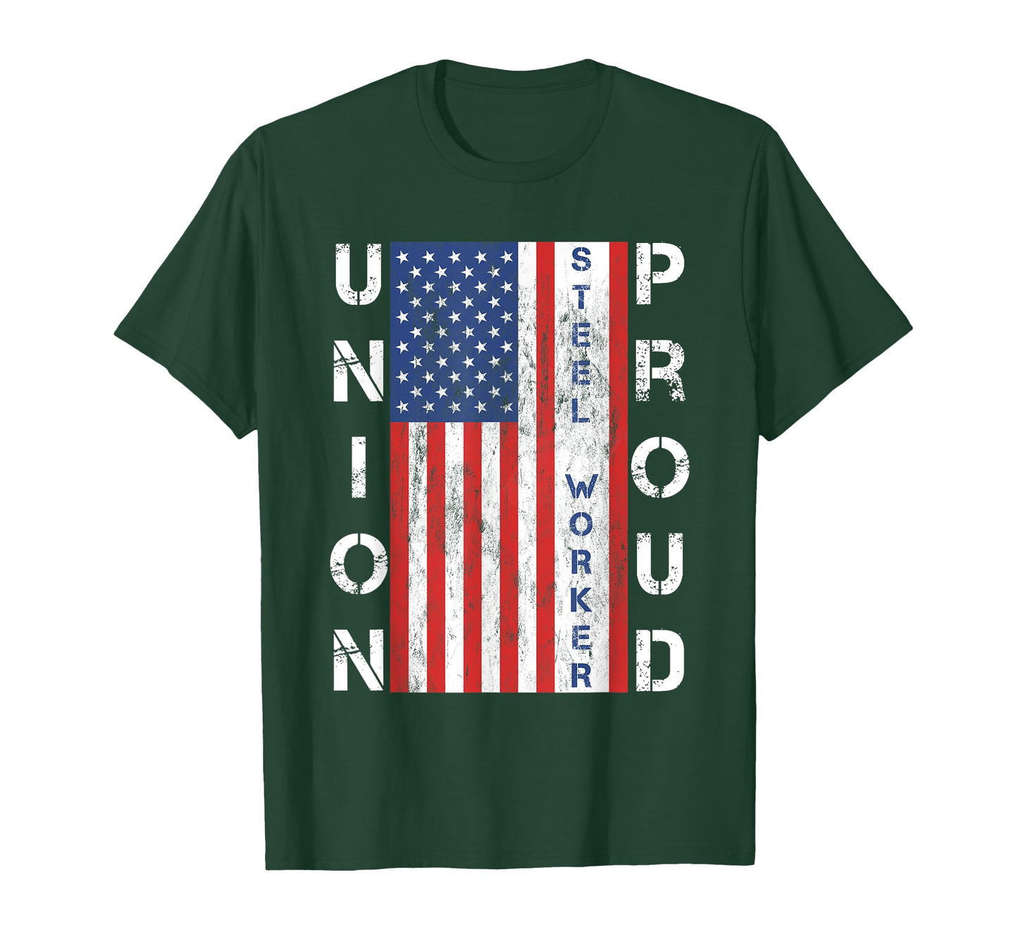 Union Proud American Flag Steel Worker Women Men T-Shirt