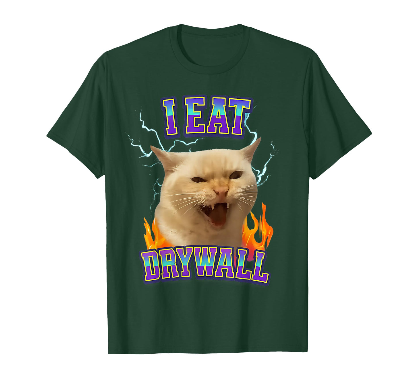 Funny Cat Meme I Eat Drywall Humor Graphic Men Women & Kids T-Shirt