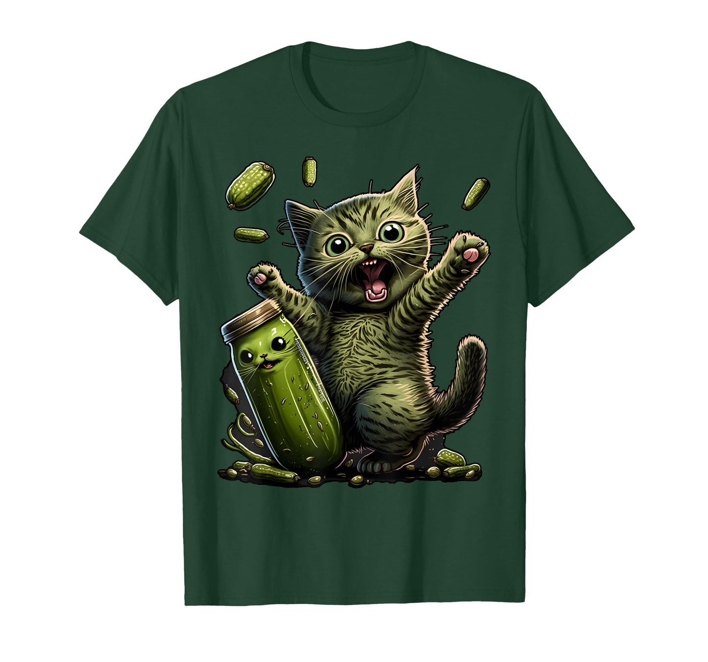 Funny Kittens vs Gherkin Pickle Cat Mom Lady T-Shirt