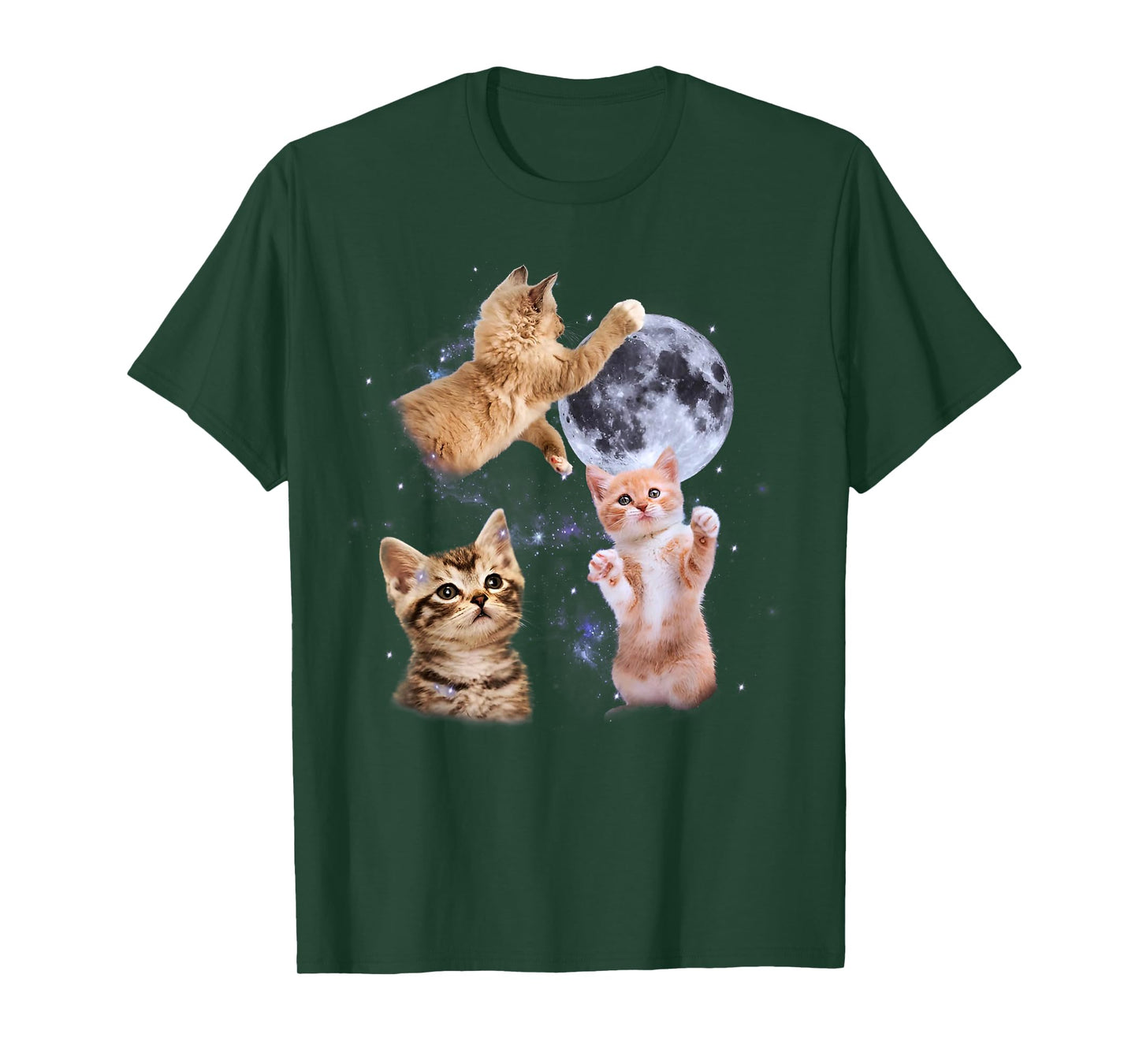 Three Cats Howling Moon Funny Cat Meme Kitten Humor Kid T-Shirt