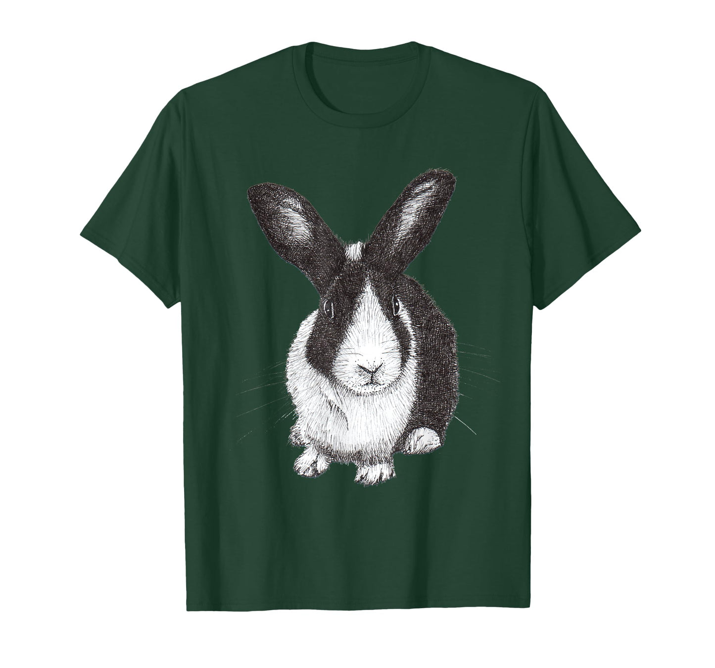 ChescaMade Dutch Bunny Rabbit Drawing T-Shirt - Women's Grey Rabbit Themed T-Shirt - Small - Classic Fit - Short Sleeve - Cotton, Polyester - Unique Rabbit Drawing Graphic