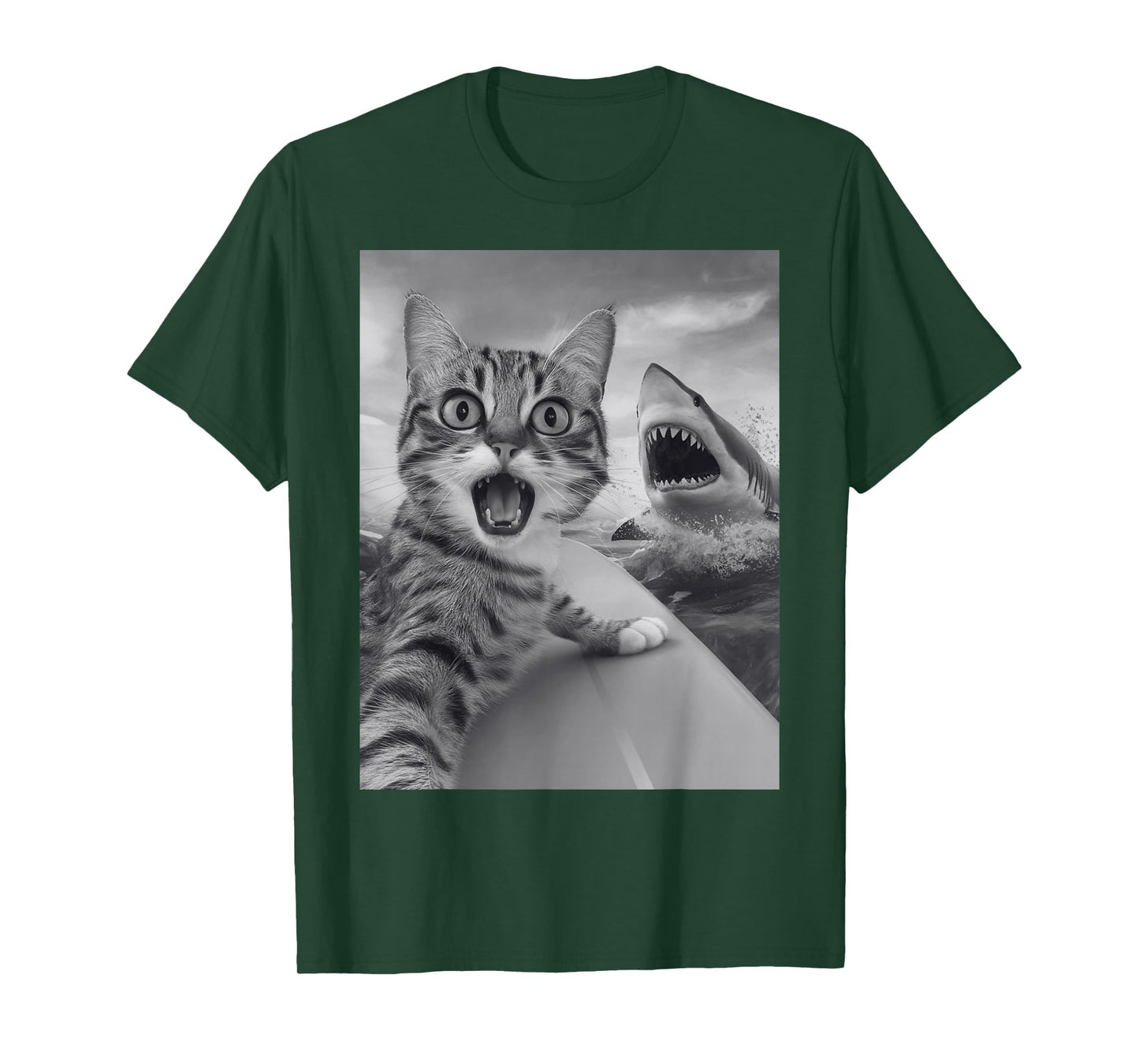 Funny Cat Selfie with Shark T-Shirt