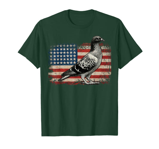 Pigeon Bird 4th of July USA Patriotic Pigeon USA Flag T-Shirt