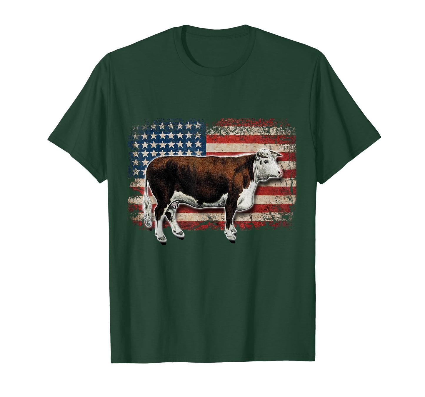 Hereford Rancher - American Flag for Hereford Cow Farmer T-Shirt