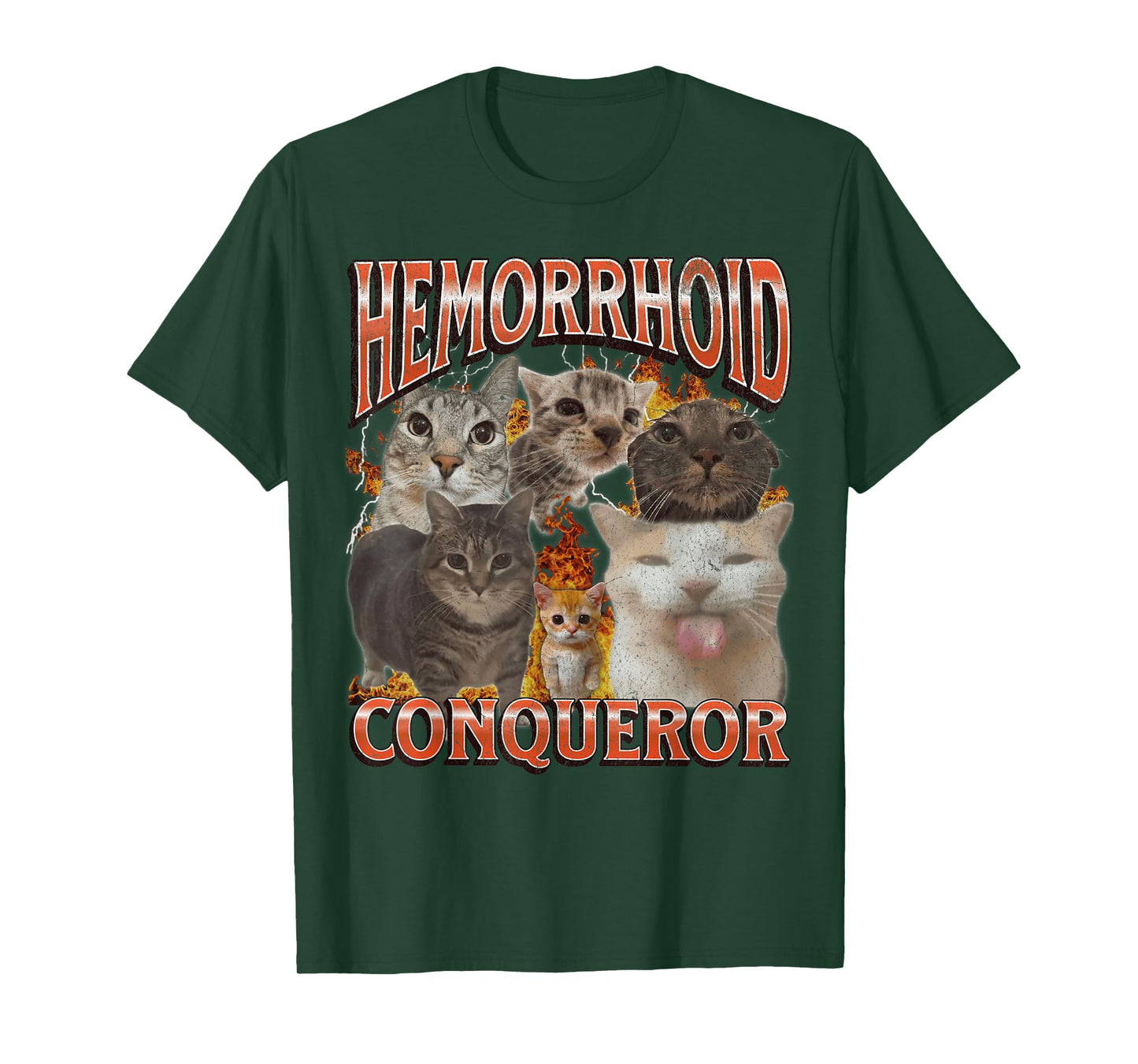 Hemorrhoid Conqueror Funny Cat Meme Bootleg Graphic T-Shirt for Men Women