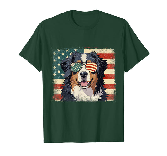 Patriotic Bernese Mountain Dog Lover USA Flag 4th Of July T-Shirt for Men Women Kids
