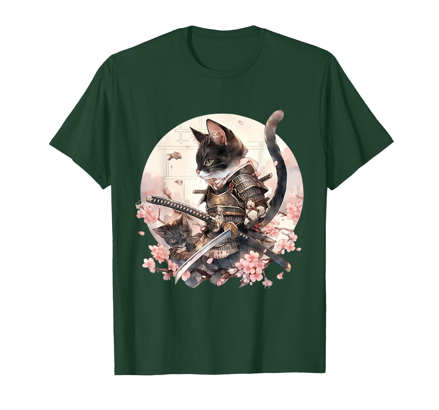 Japanese Art Cat Ninja Ukiyo-e Anime Style Samurai Cat T-Shirt