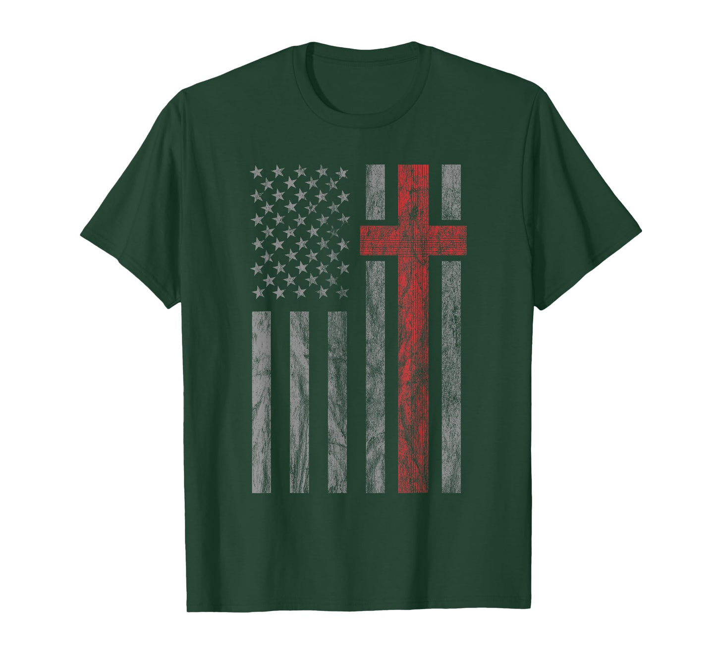 Vintage Distressed USA Flag Christian Design T-Shirt
