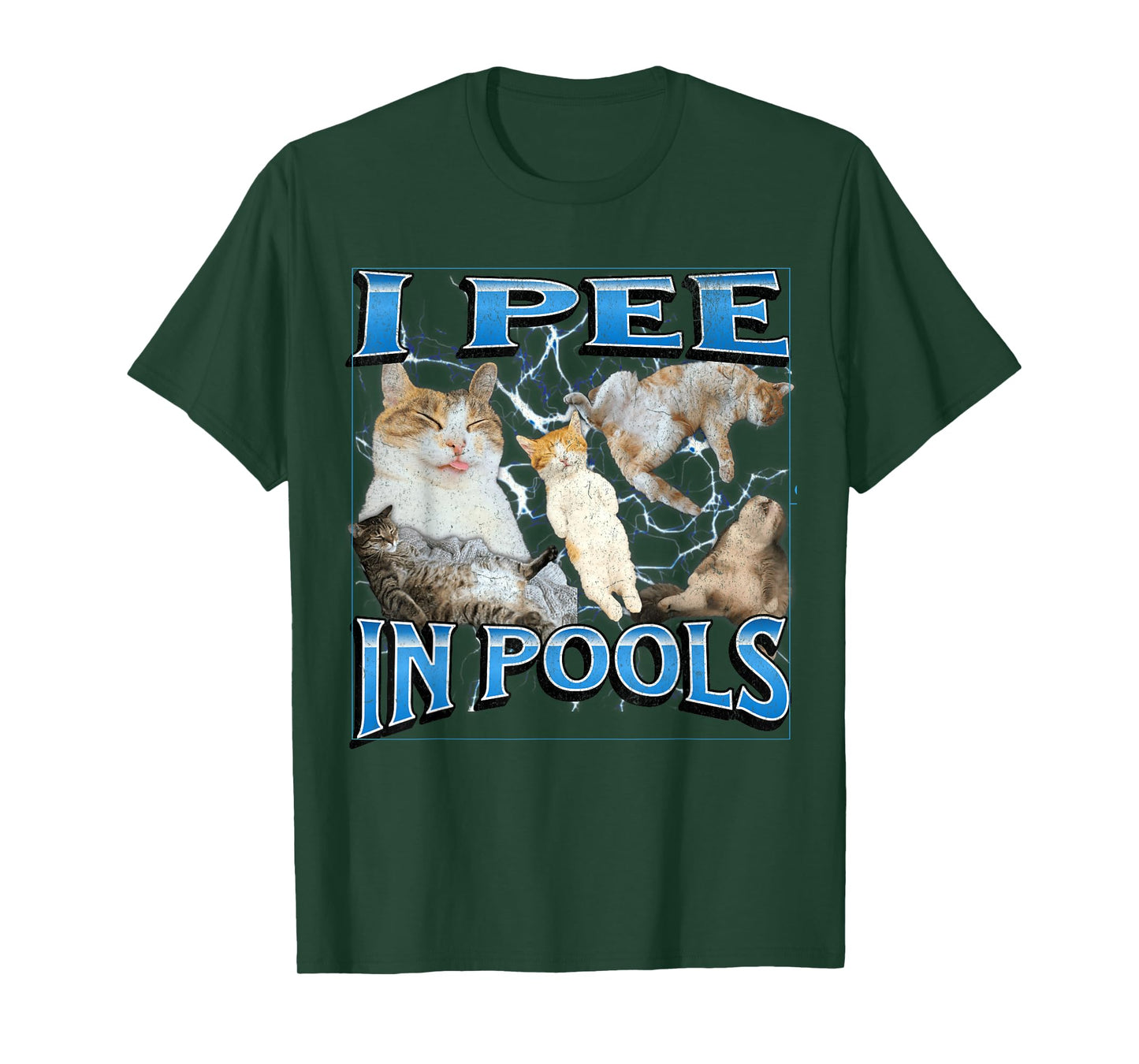 I Pee in Pools Funny Offensive Cat Meme Bootleg Graphic T-Shirt