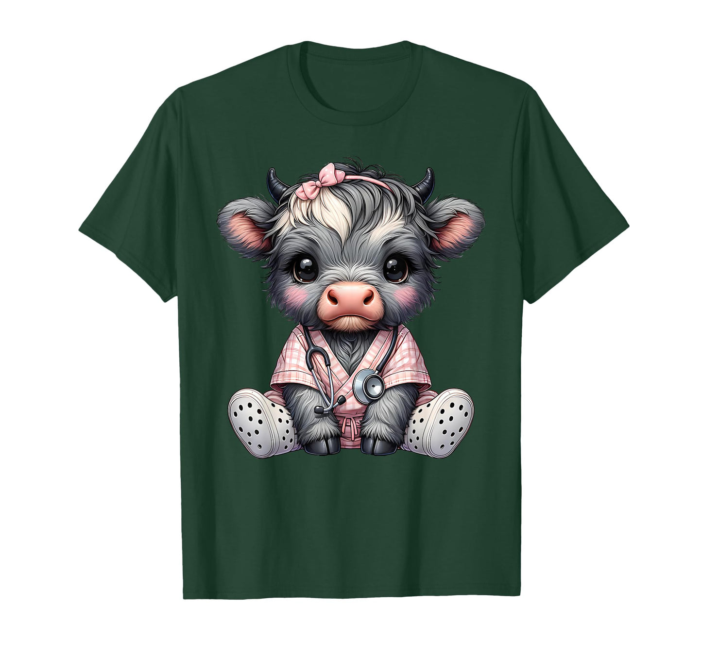 Cute Highland Cow Nurse Appreciation Farm Animal Nursing T-Shirt