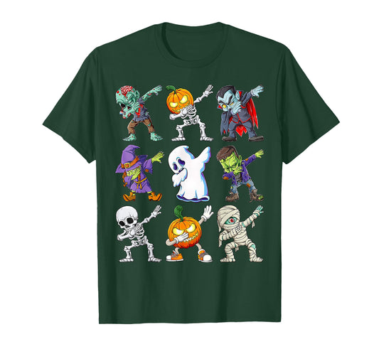 Dabbing Halloween Boys Skeleton Zombie Scary Pumpkin Mummy T-Shirt