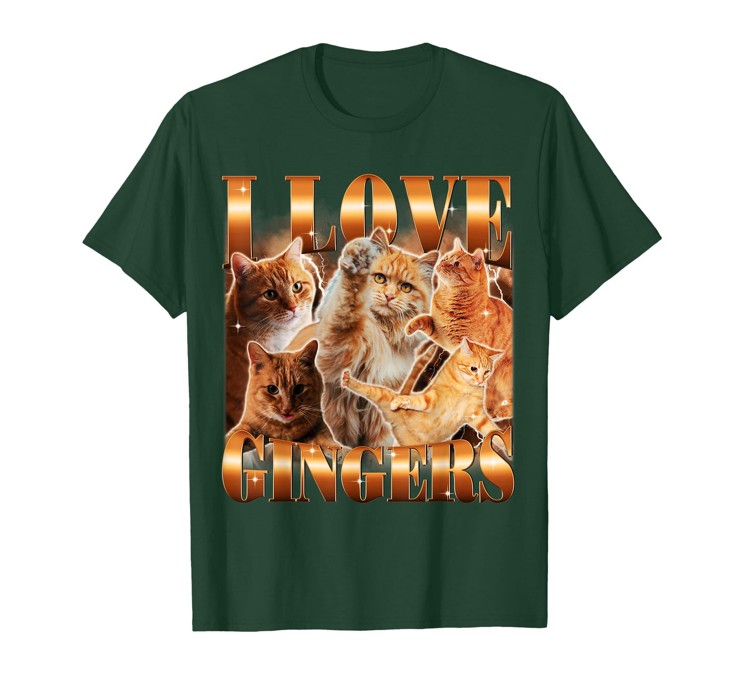 I Love Gingers Funny Cute Cat Meme Kitten Bootleg Joke T-Shirt for Men Women Kids