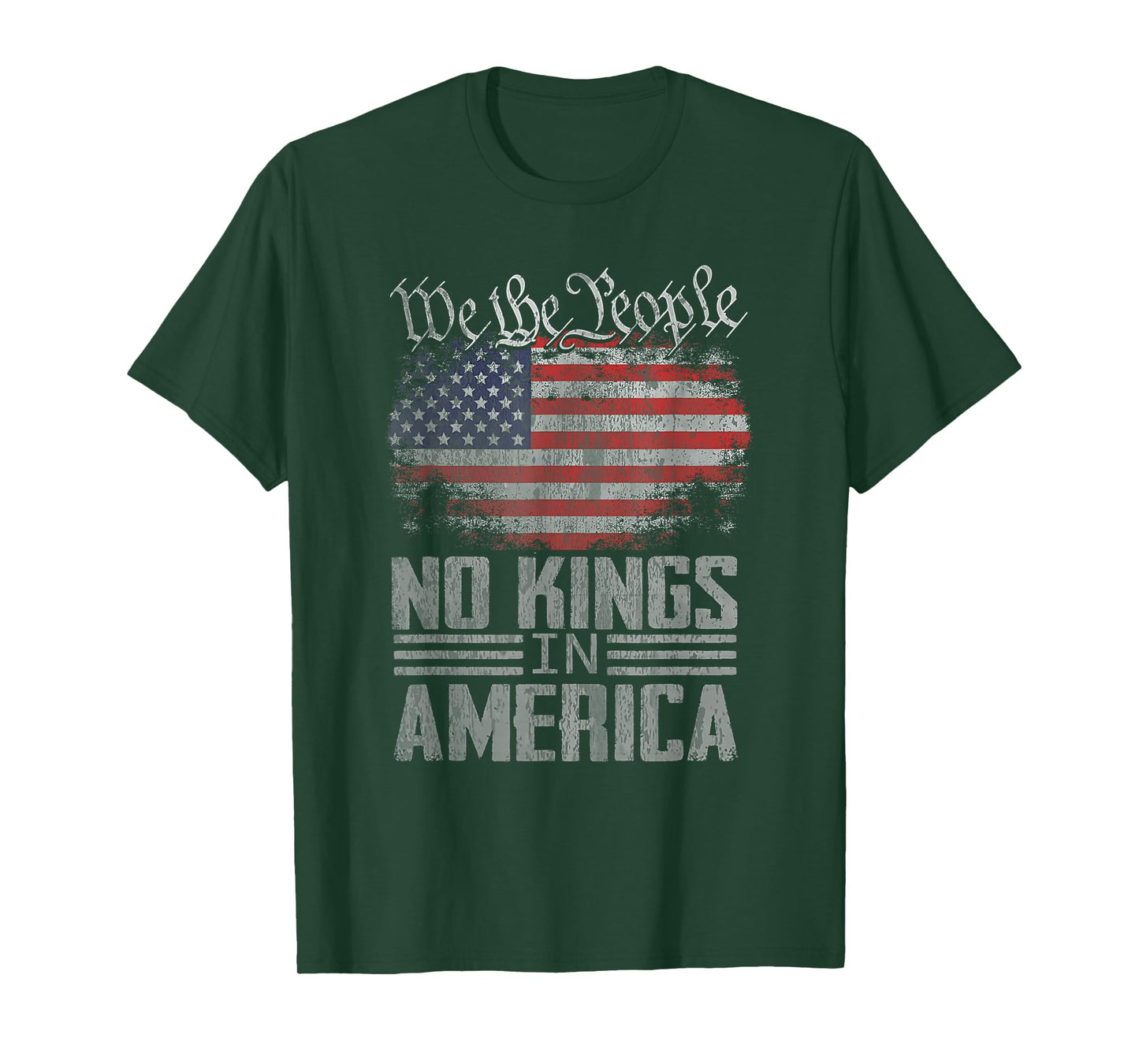 No Kings in America US Flag Vintage Men Women (On Back) T-Shirt