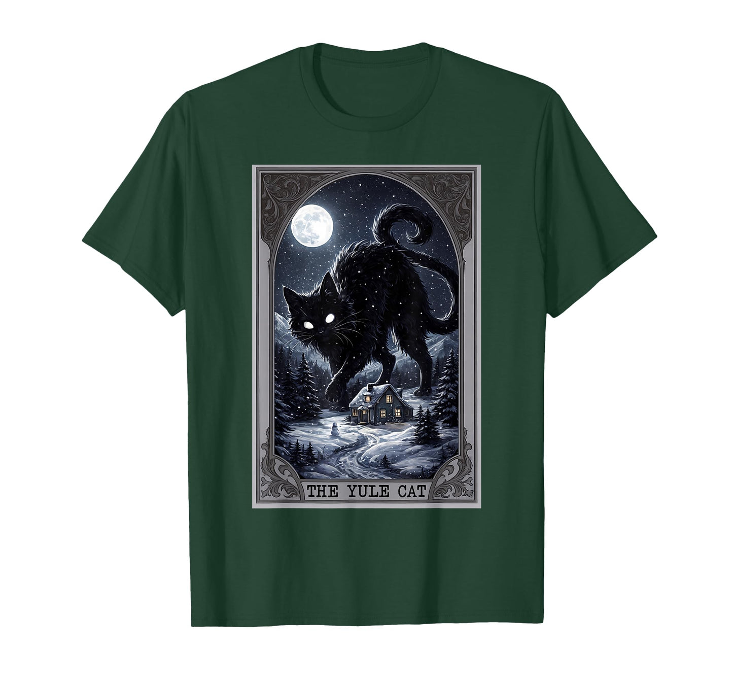 Creepmas Vintage The Yule Cat Tarot Card Dark Christmas T-Shirt