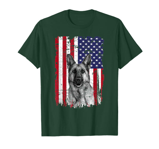 Patriotic German Shepherd American Flag 2023 4th of July T-Shirt