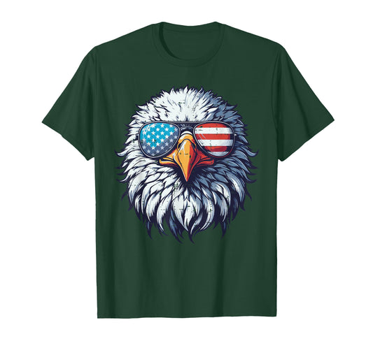Bald Eagle Head USA Sunglasses Cool Patriotic Men Women Kids T-Shirt