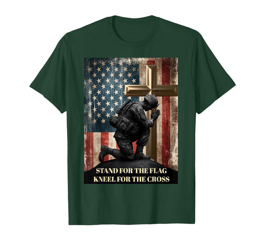 I Stand for The Flag and Kneel for The Cross US Flag USA T-Shirt