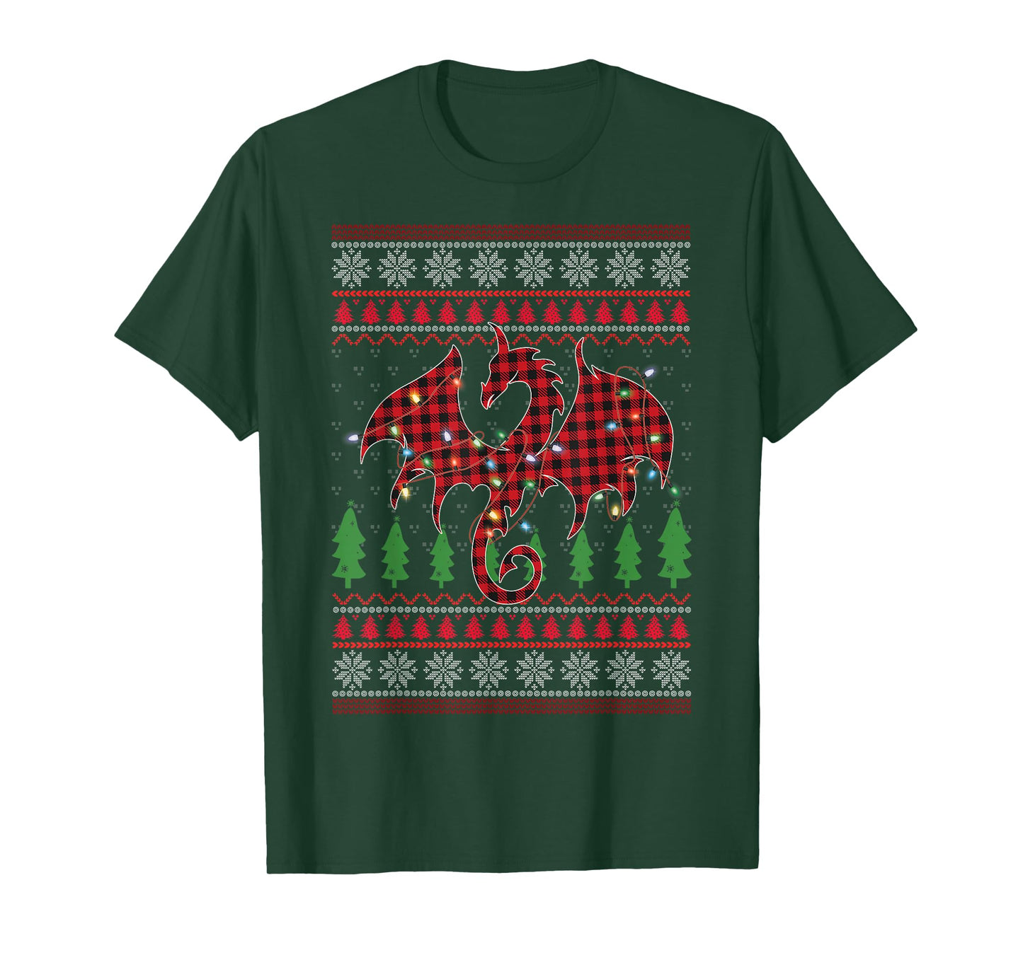 Zodiac Dragon Ugly Sweater Christmas Lights Dragon Lover T-Shirt