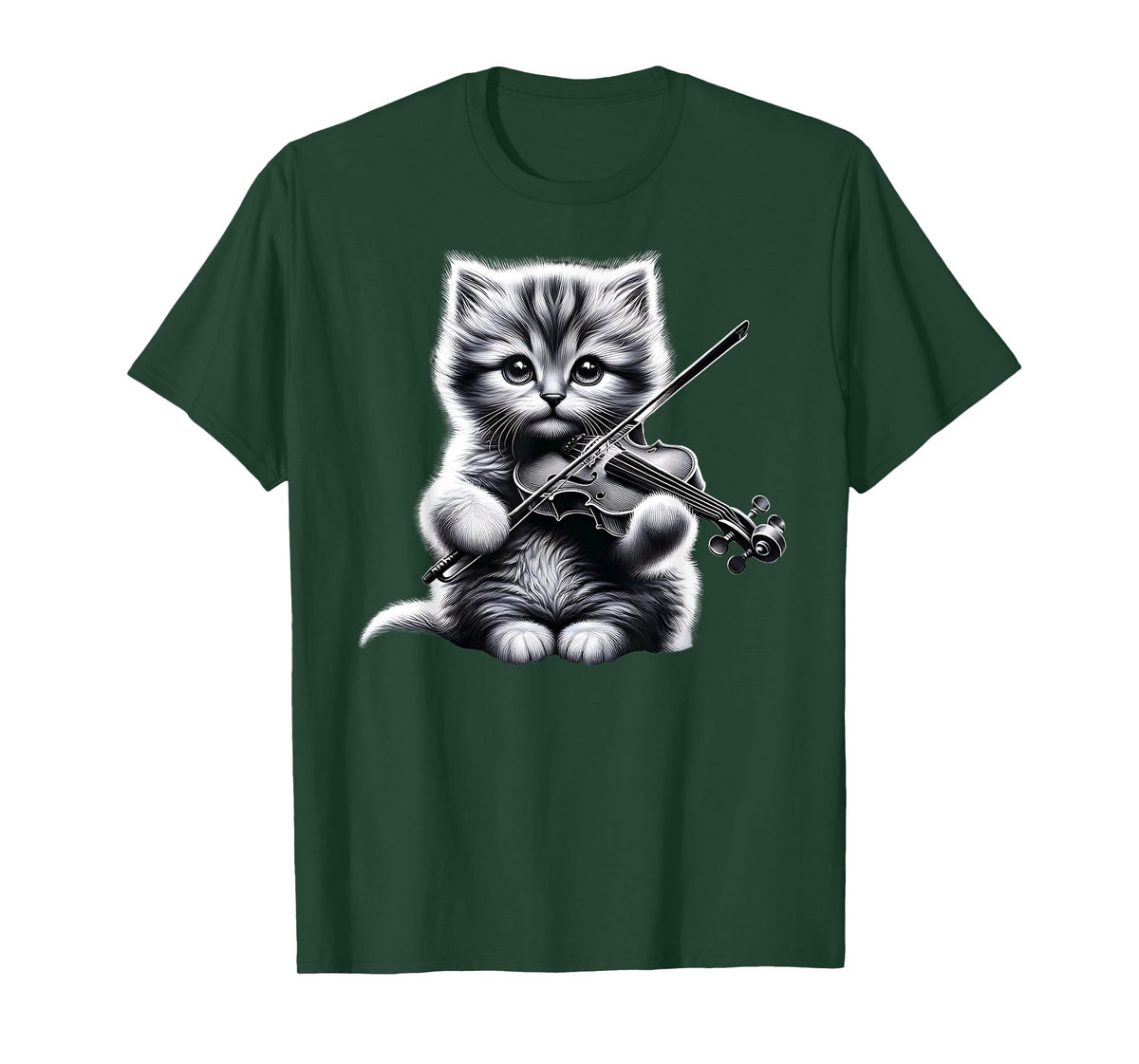 Funny Orchestra Musician Violinist Cute Cat Playing Violin T-Shirt