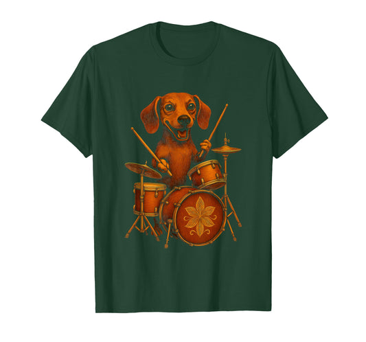 Dachshund Playing Drums T-Shirt
