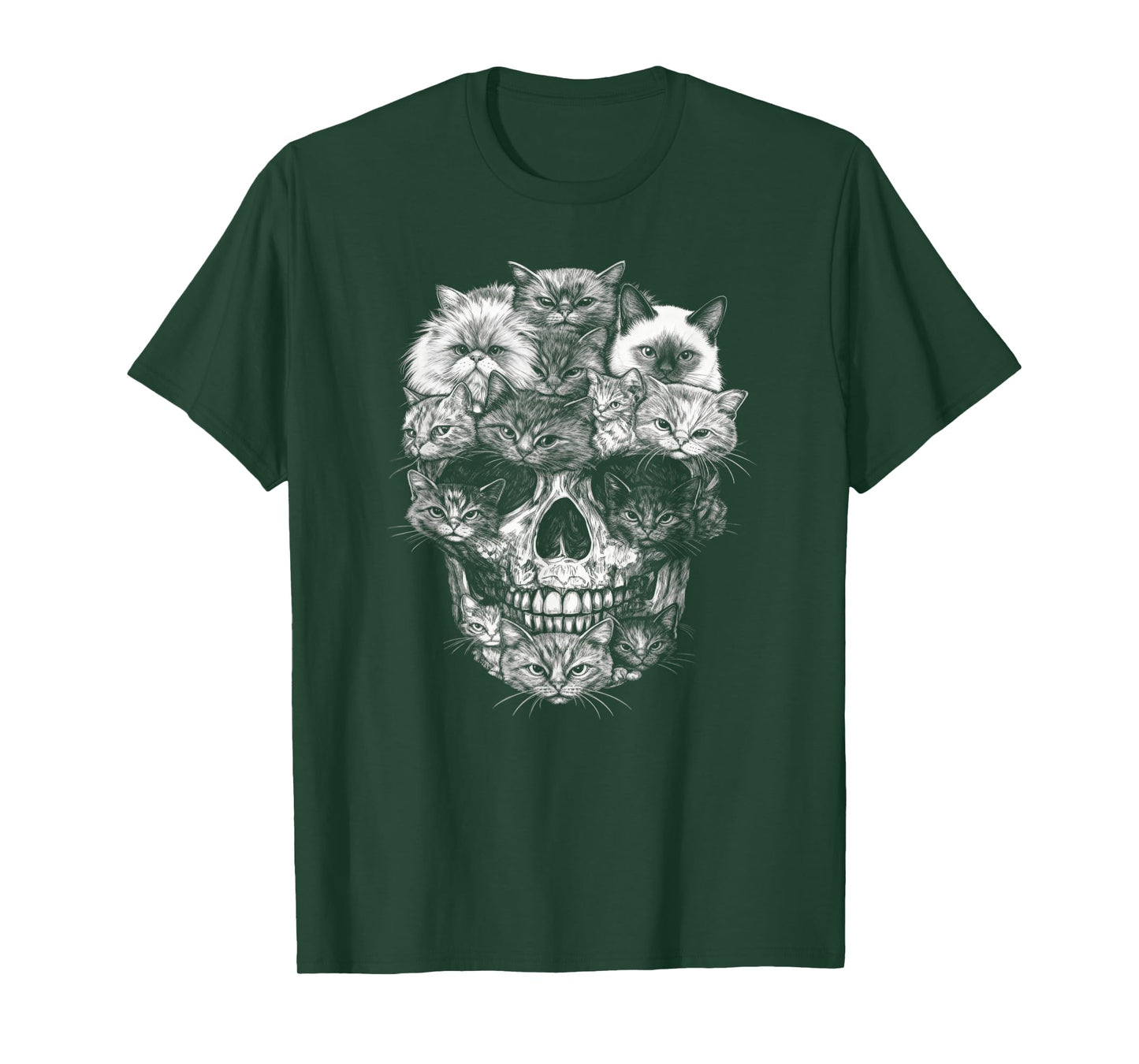 A Skull But It's Cats Kitty Skeleton Halloween Cat Skull T-Shirt