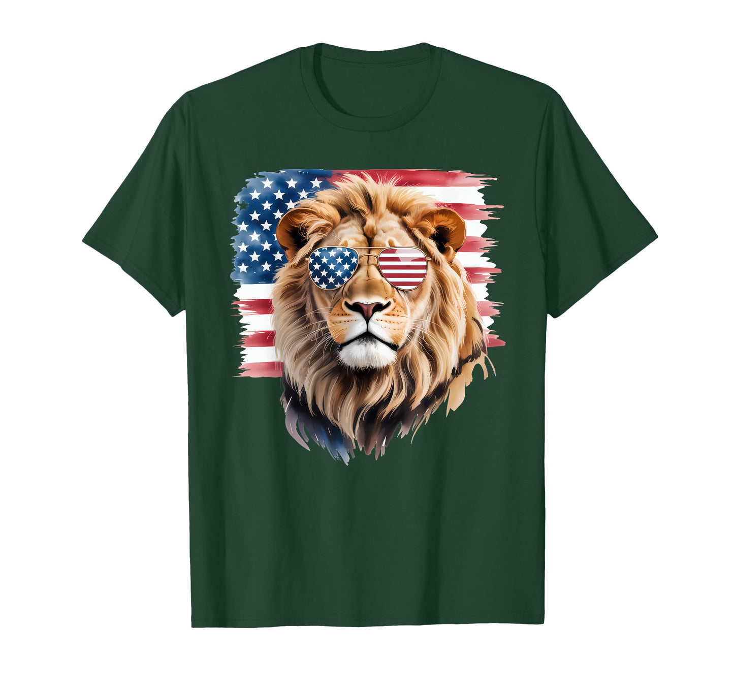 American Flag Lion USA 4th Of July Patriotic Men Women T-Shirt