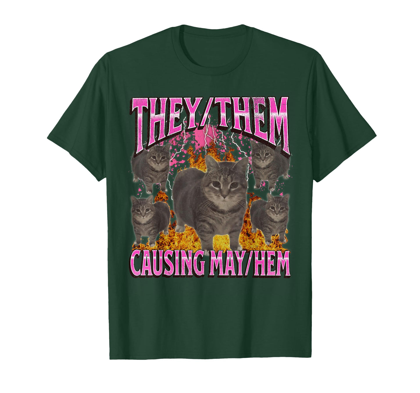 They Them Causing Mayhem Funny Cat Meme Bootleg Graphic T-Shirt for Men Women