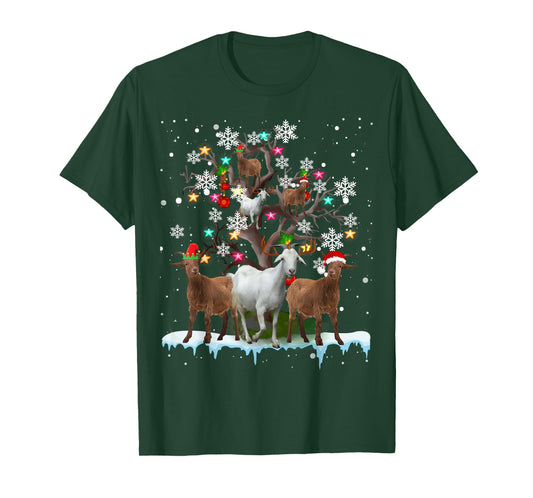 Christmas Goat On Tree Funny Santa Goat Lover Farmer T-Shirt