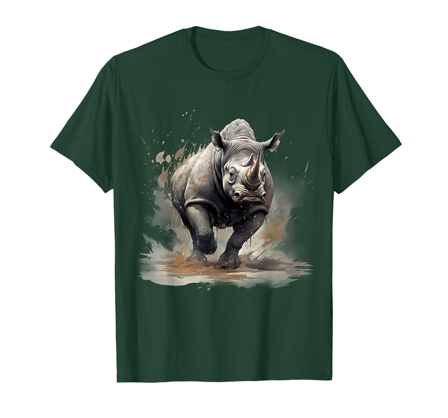 Rhino Splash Artwork Rhinoceros Wildlife Safari Motif Nature T-Shirt