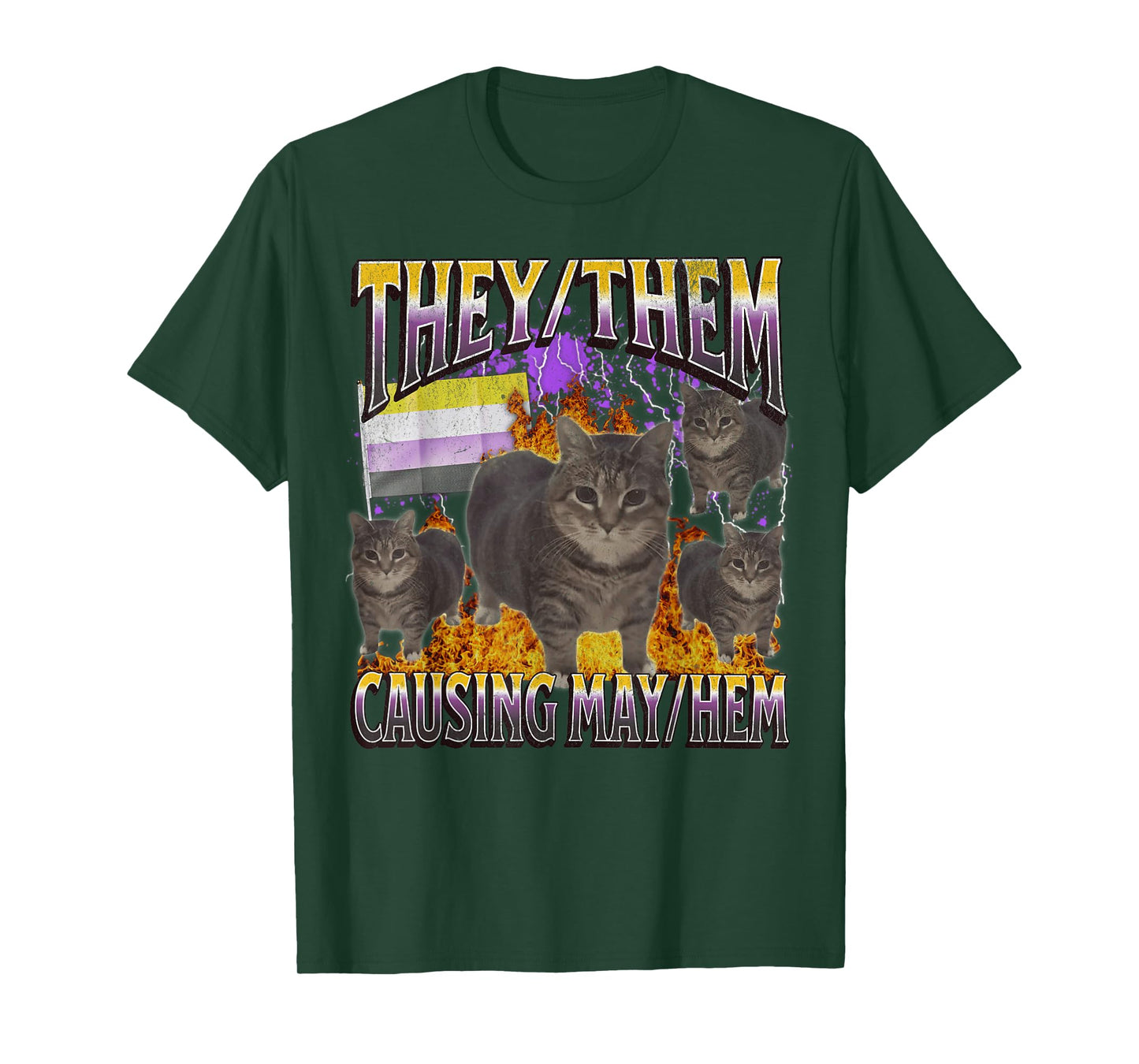 They Them Causing Mayhem Funny Lgbtq Cat Meme Bootleg T-Shirt