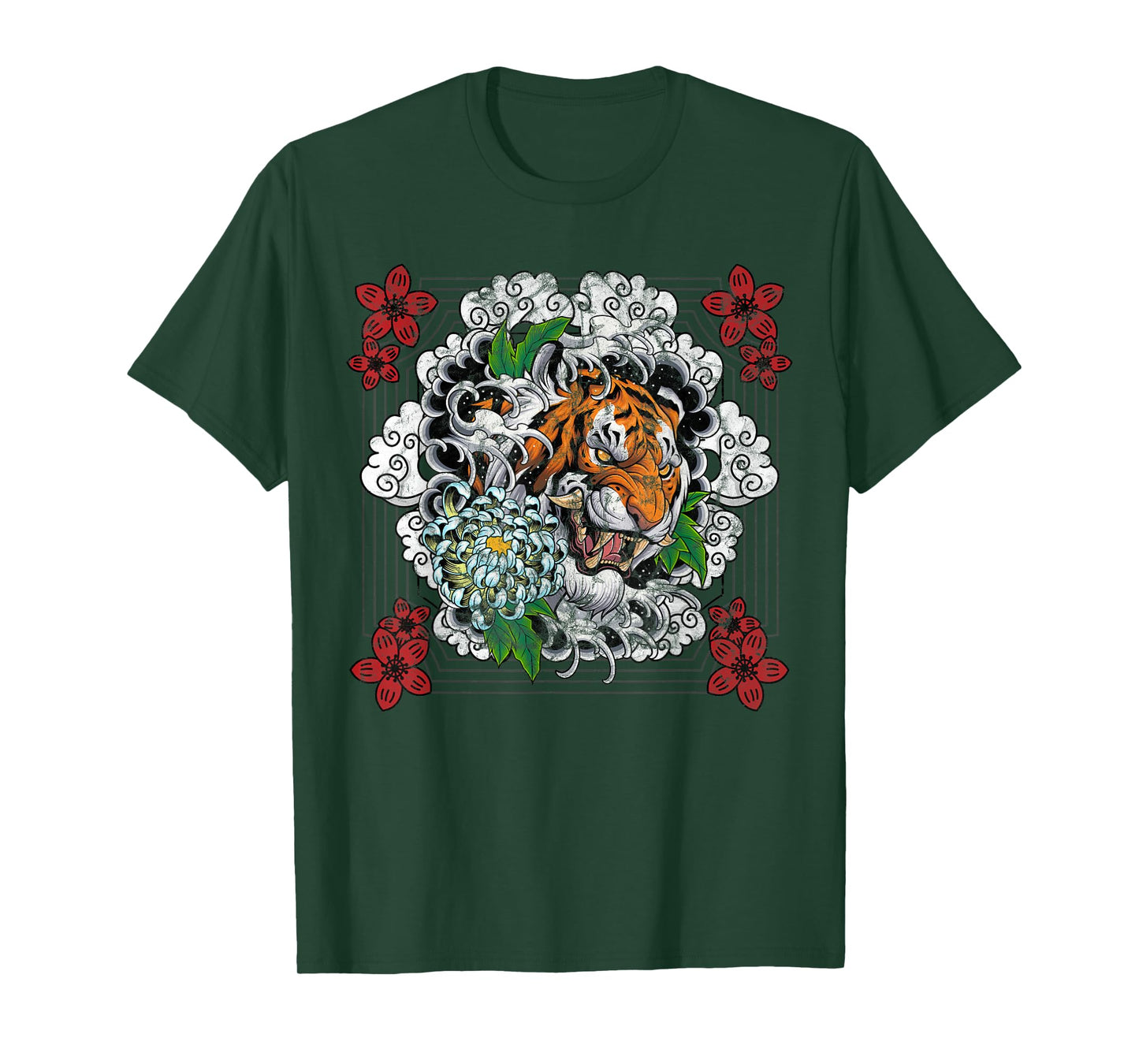 Tattoo Style Traditional Japanese Tiger Chinese Zodiac T-Shirt
