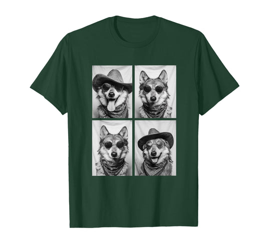 Cowboy Wolf with Sunglasses Forest Animal Photo Booth Wolves T-Shirt